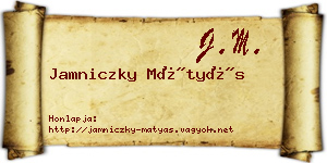 Jamniczky Mátyás névjegykártya